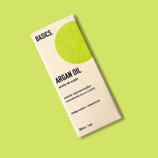 el aceite de argan en caja de 30ml con fondo plano