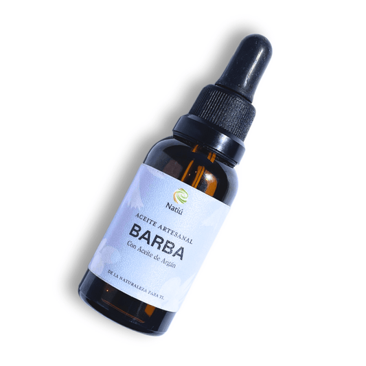 la botella de Aceite para barba natiu con fondo blanco