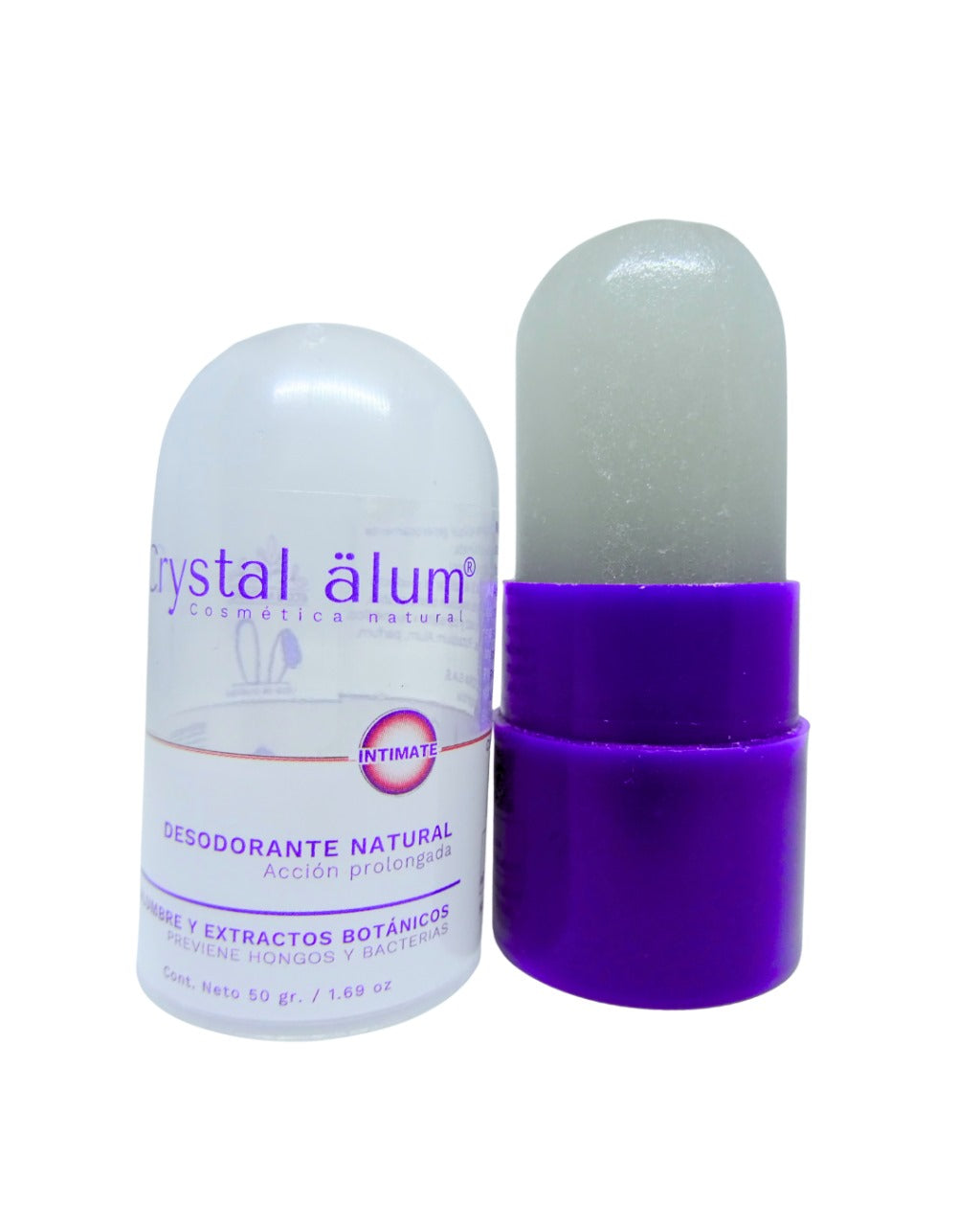 el Desodorante Natural Íntimo de alumbre de Natural Roka con fondo plano blanco.