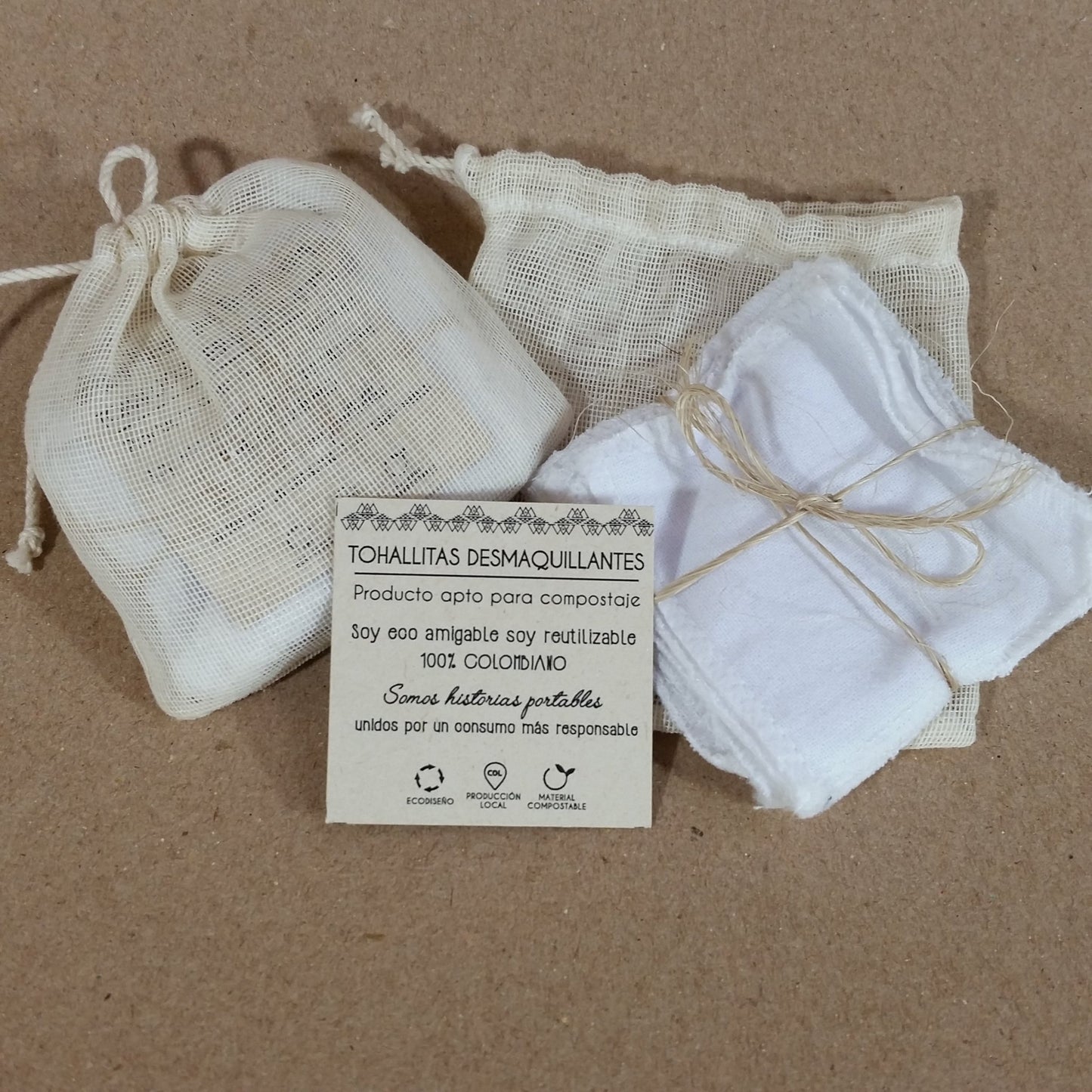 Toallitas desmaquillantes x 10 Genealogy Salud + Cuidado Personal - La Tortuga y La Liebre Tienda zero waste cero basura Bogota Colombia