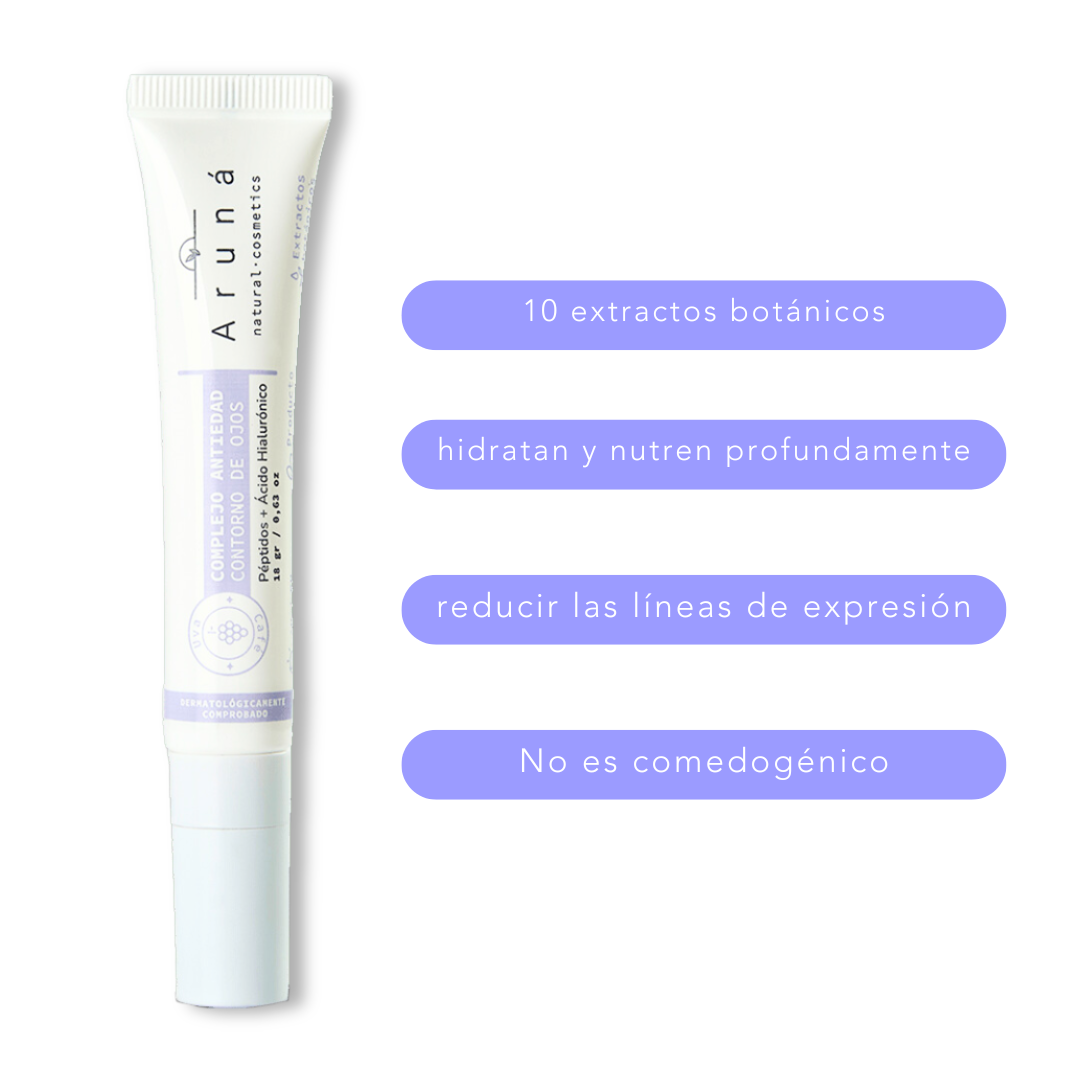 beneficios de Contorno de Ojos Crema de Aruna con fondo blanco