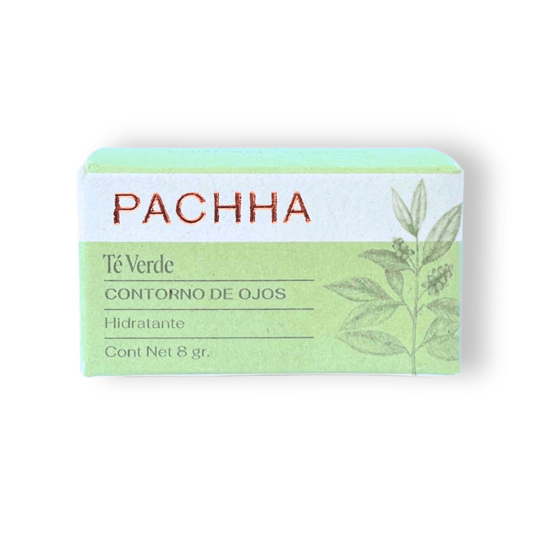 contorno de ojos pachha en caja con fondo blanco