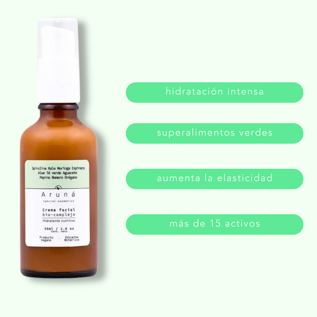 los beneficios de la crema facial bio complejo de aruna 30ml