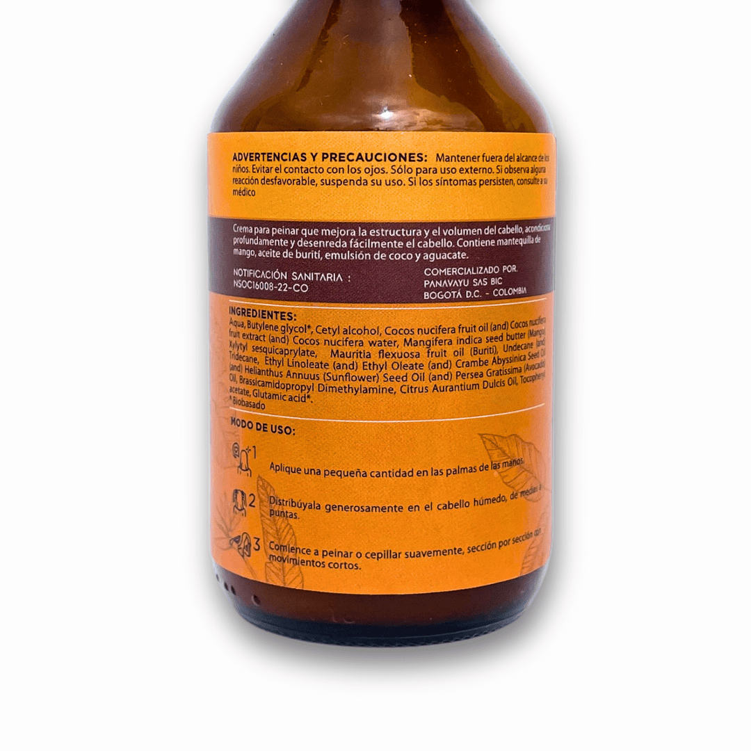 la botella de Crema para peinar reparadora parte atras