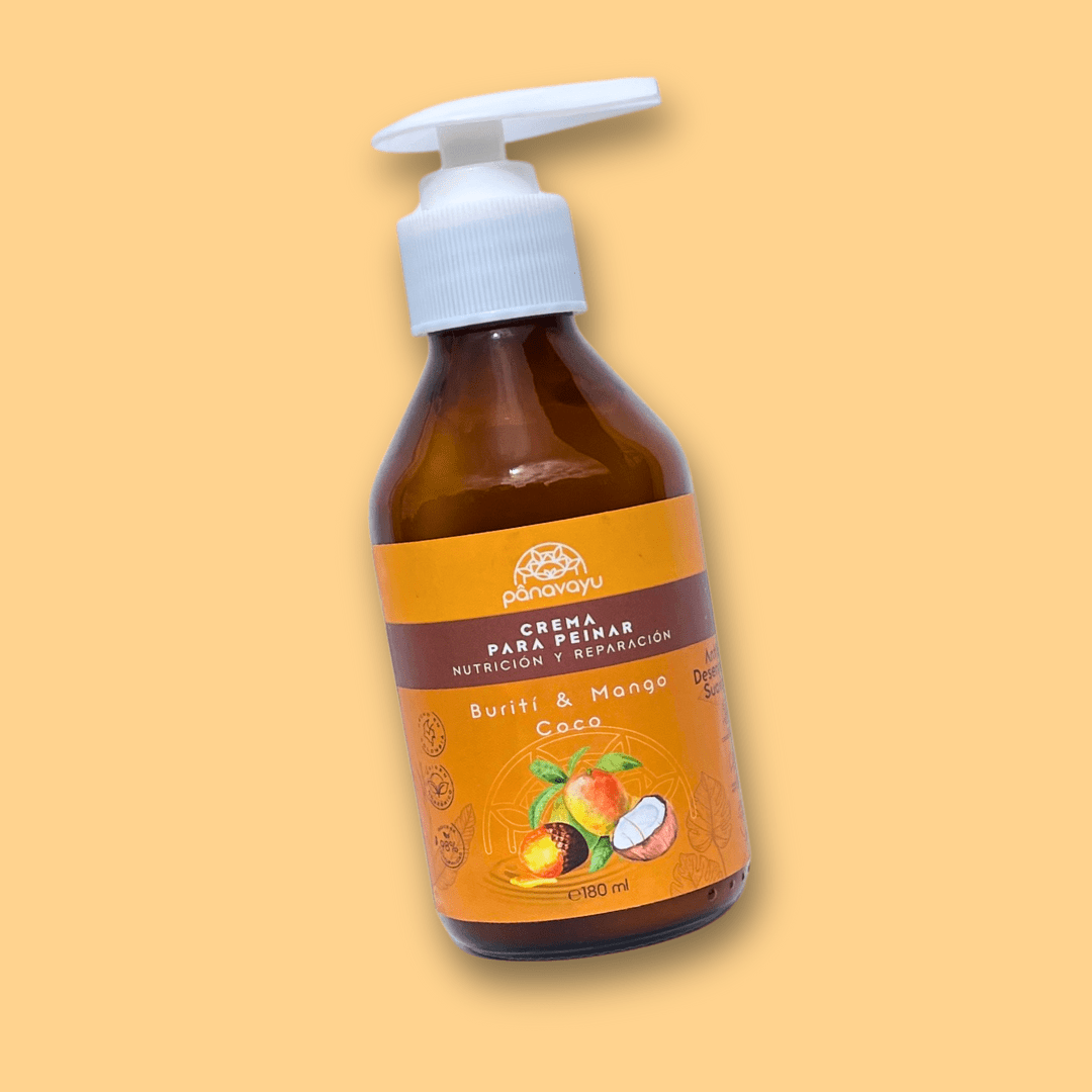 la frente de la Crema para peinar reparadora de panavayu con fondo plano color naranja