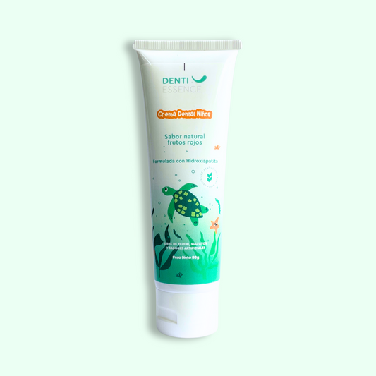 Crema dental niños sin flúor dent essence con fondo plano