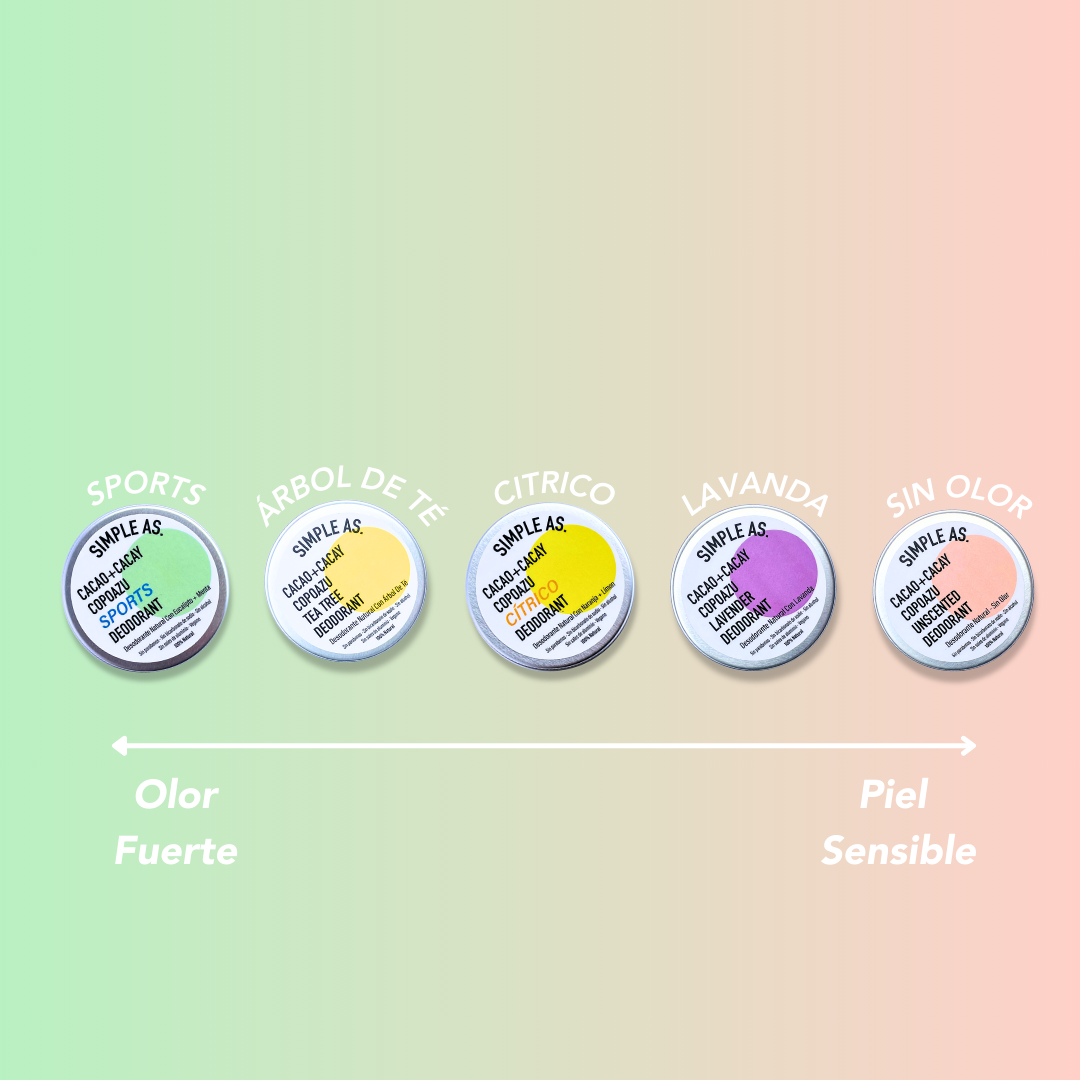 infografico mostrando los aromas del desodorante natural de simple as.