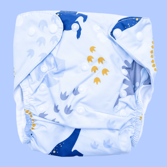 Pañal ecológico de Tela Reutilizables con patron de dinosaurios con fondo plano