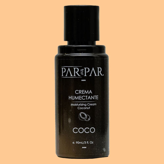 Crema Humectante de Coco de 90ml par par con fondo color cafe