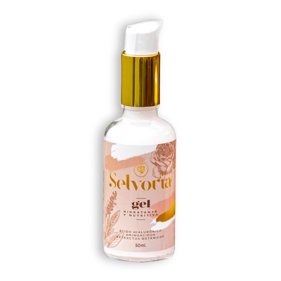 Gel hidratante y nutritivo de Selvoria con fondo blanco plano