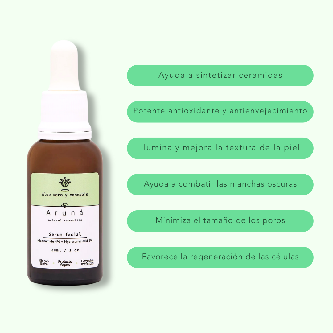 beneficios del Sérum Facial Niacinamida y Ácido Hialurónico de Aruná