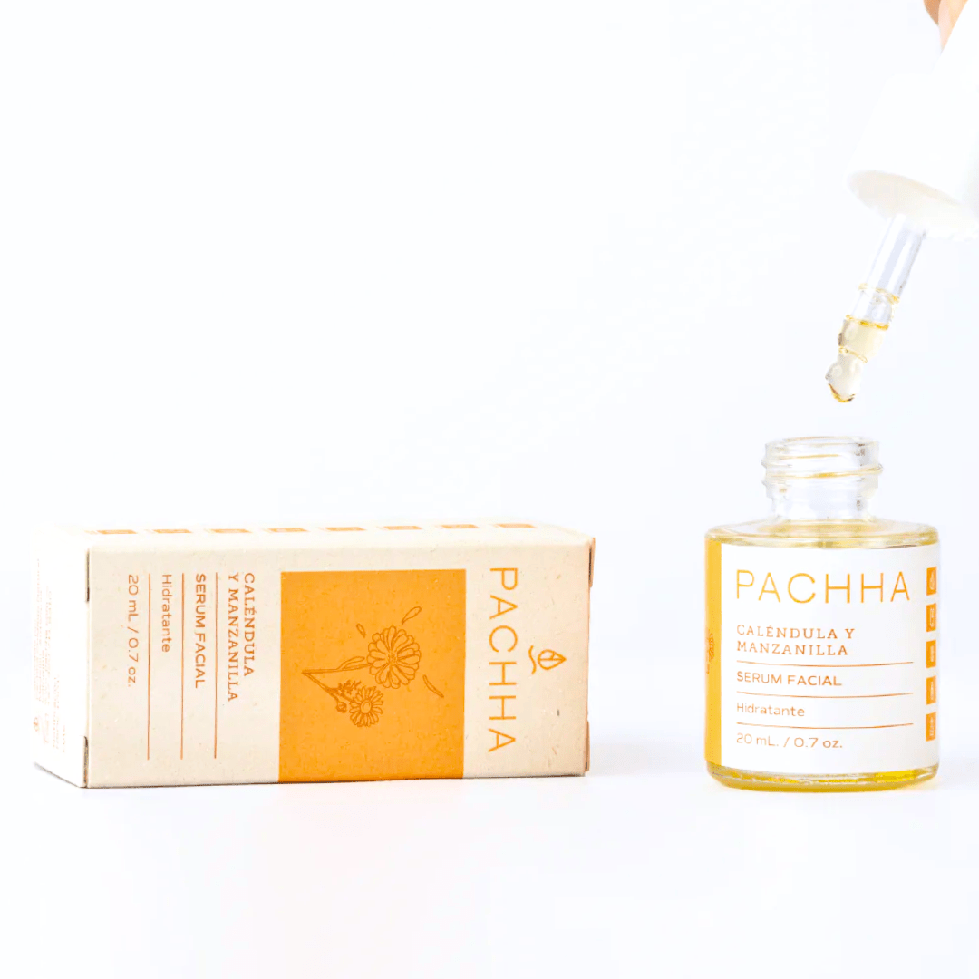 Sérum Facial Calmante botella gotero y caja