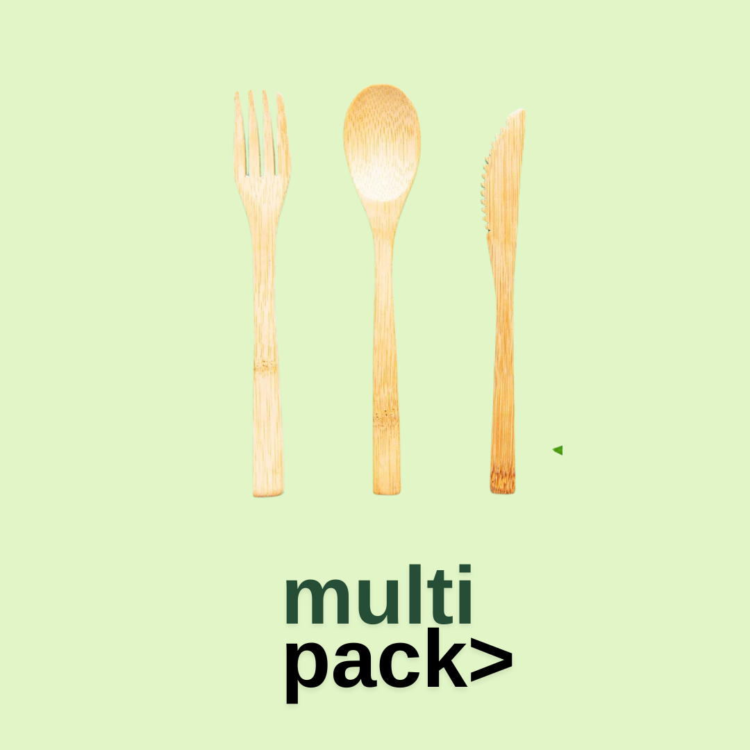 Pack utensilios bambú x 6, 12 ó 24