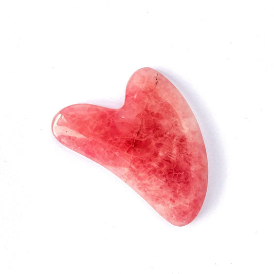 Gua Sha  Cuarzo Rosa con fonda blanco