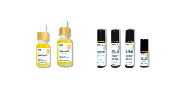 productos con aceite de cacay con fondo blanco 