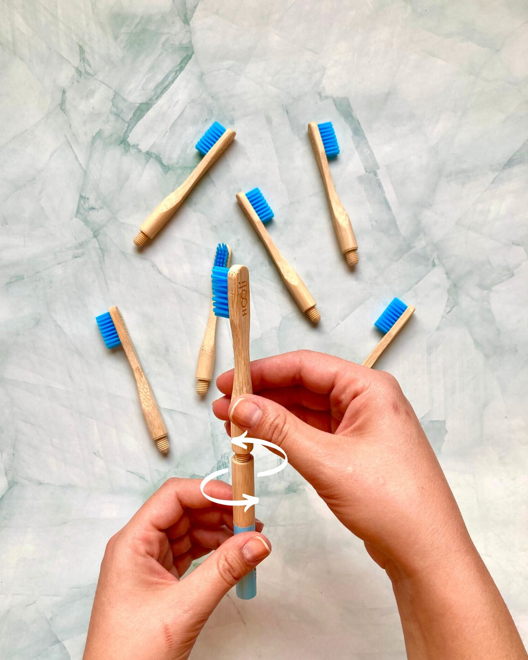 Cepillo de dientes bambú cabeza intercambiable - La Tortuga y La Liebre