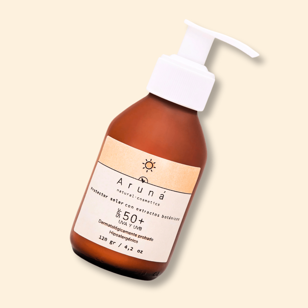 Bloqueador solar de Aruná 120ml vidrio con fondo plano