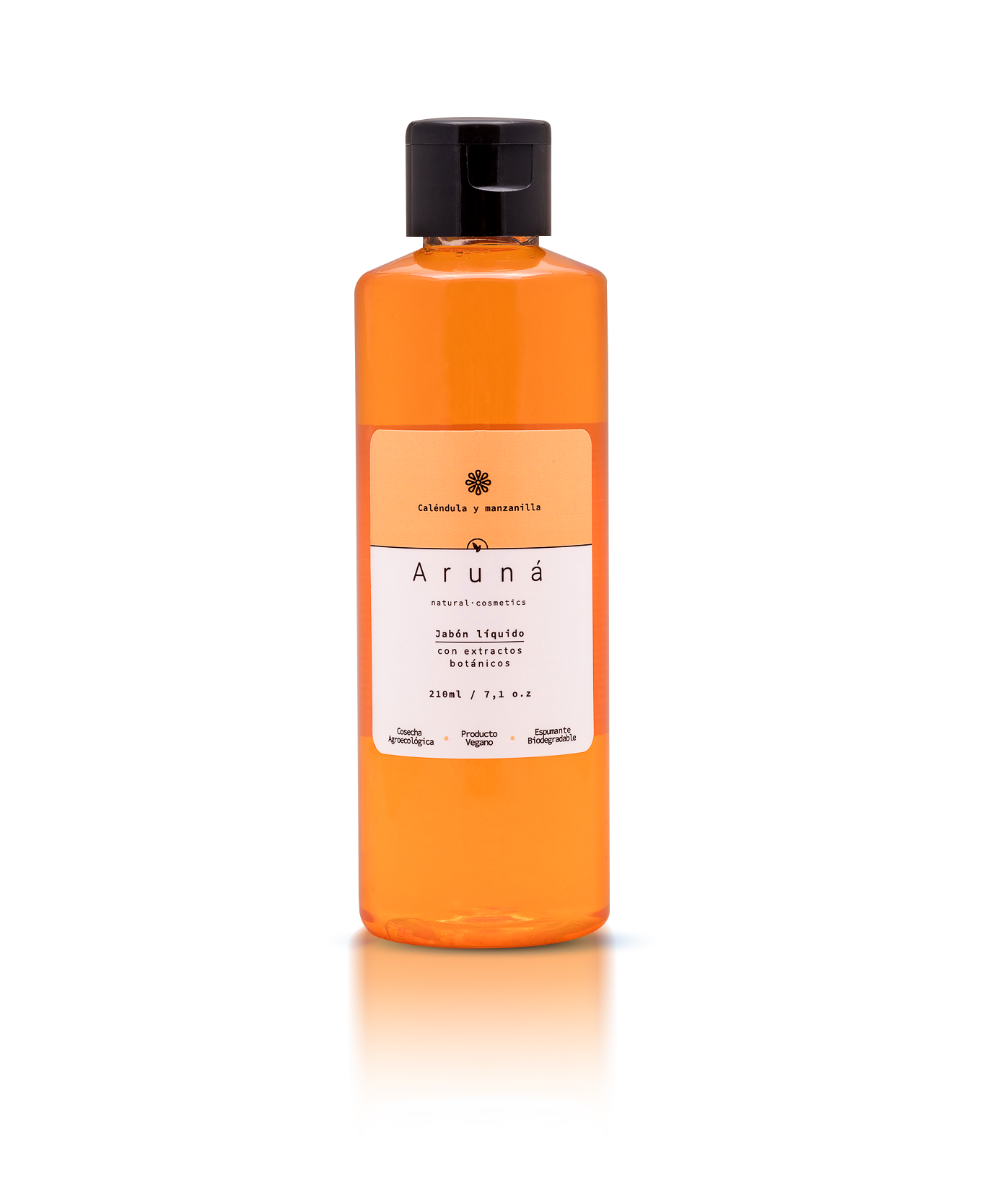 Jabón facial limpiador aruná 210ml con fondo plano. 