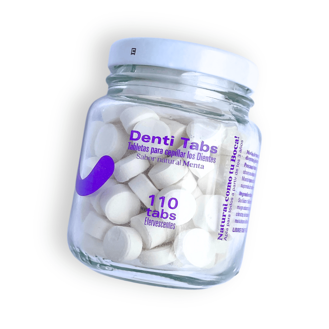 Pastillas Dentales en jara de denti essence, con fondo blanco 