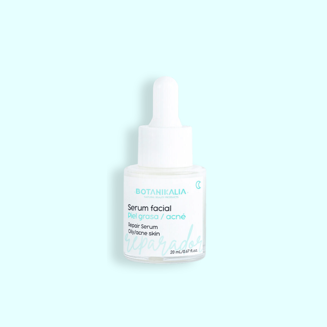Sérum Facial Reparador Piel Grasa de Botanikalia sin caja con fondo azul claro
