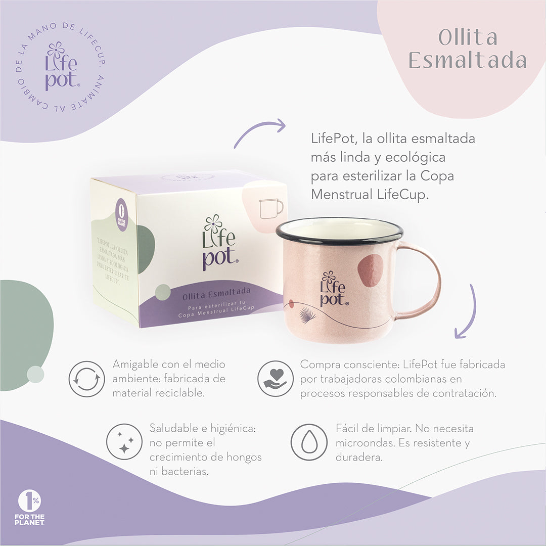Ollita Esmaltada para estirilizar copa menstrual - La Tortuga y La Liebre