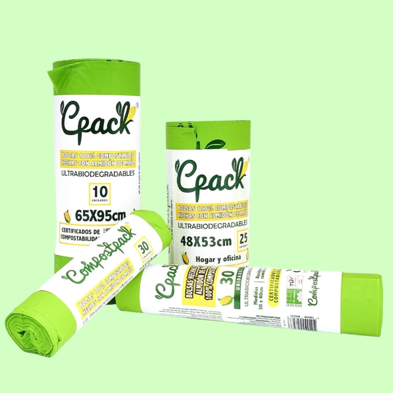 todo los opciones de Bolsas de Maíz 100% Compostables con fondo plano 