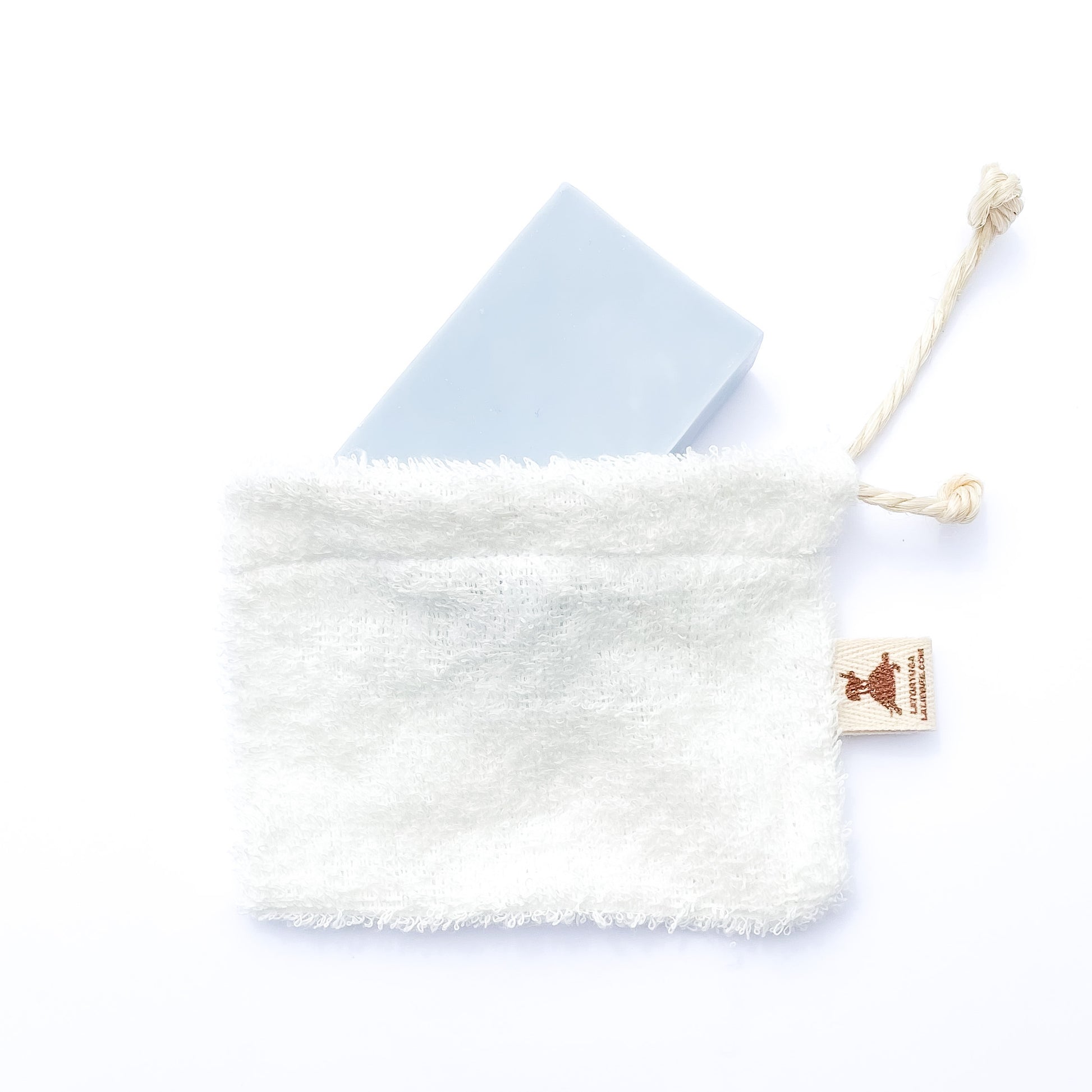 Bolsa en tela de toalla para jabón - La Tortuga y La Liebre