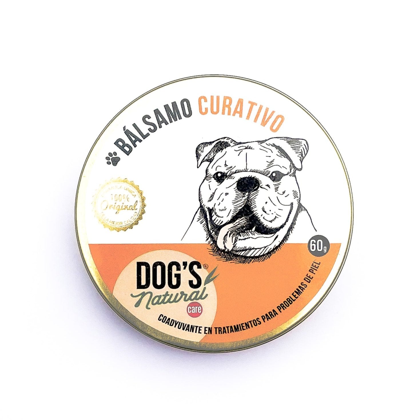 el Bálsamo curativo para perros de dogs natural care version 60g con fondo blanco