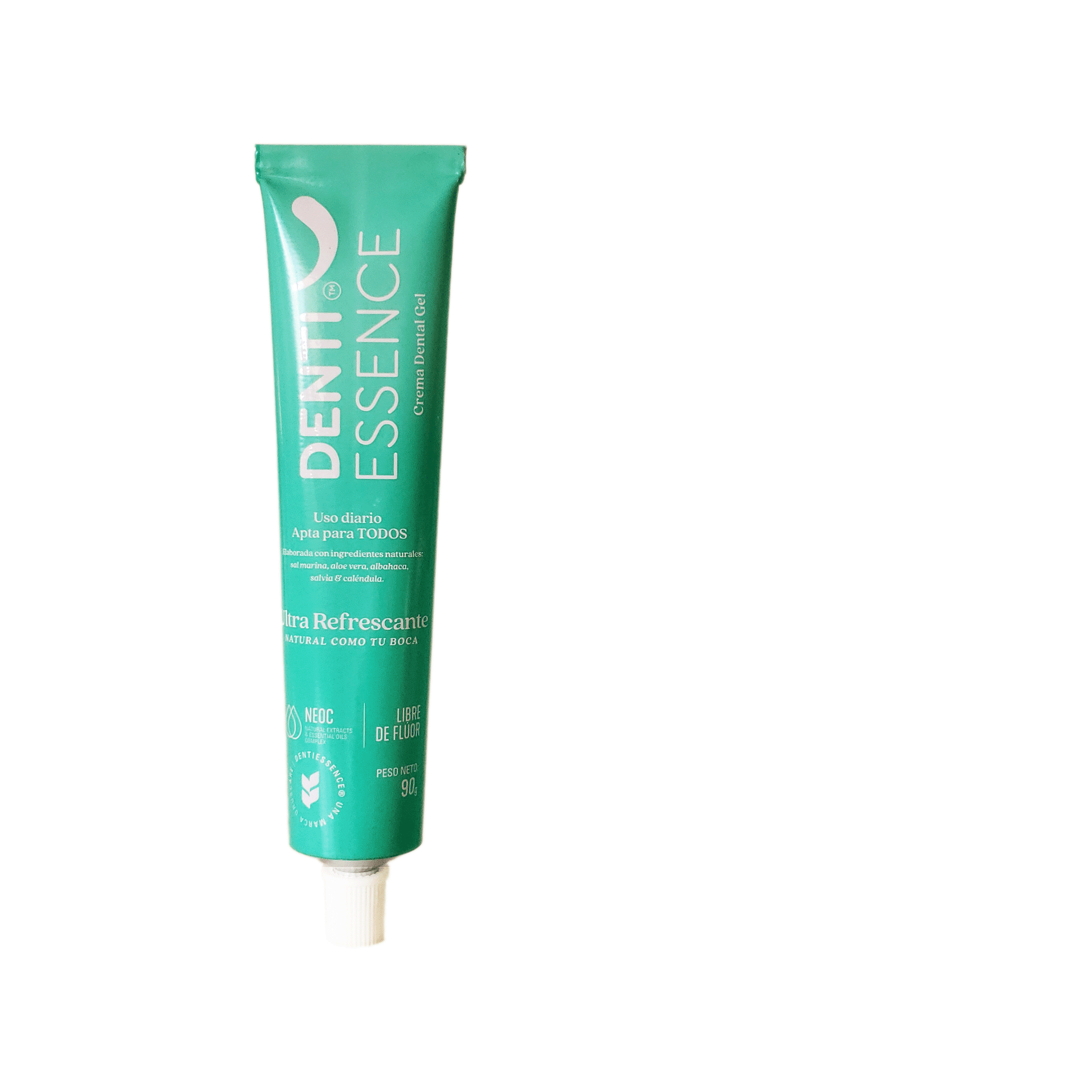 Crema Dental fin flúor en dos sabores denti essence sin y con su caja estilo GIF