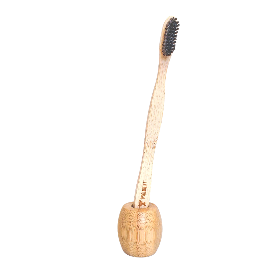 Soporte de cepillo de dientes en bambú - La Tortuga y La Liebre